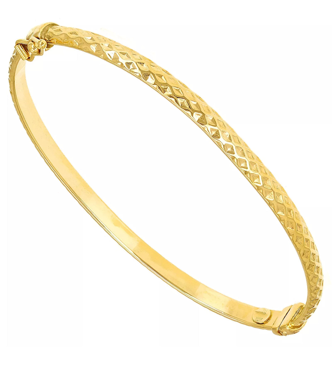 VINTAGE-Owned 14K Yellow Gold Hollow Bangle Faceted Bracelet Size 7” - Fine Gold Piece - JazzyJewelbyAmina