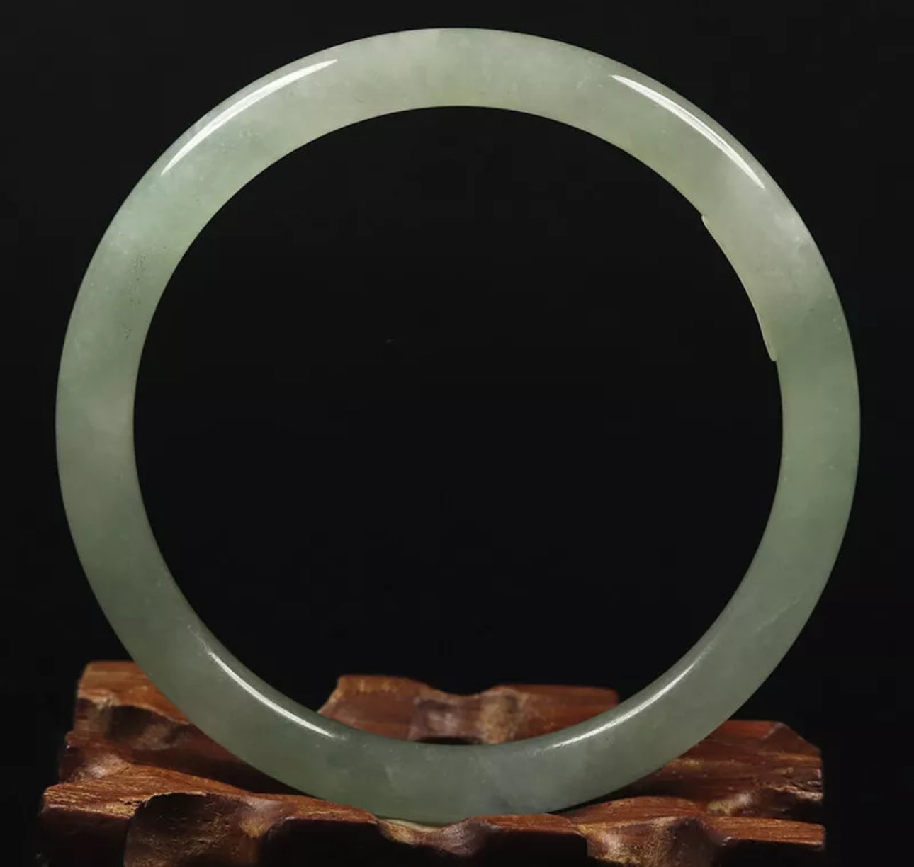 VINTAGE Medium Jadeite Green Jade Bangle Size 59mm Round Princess Thin Cut O485 - JazzyJewelbyAmina