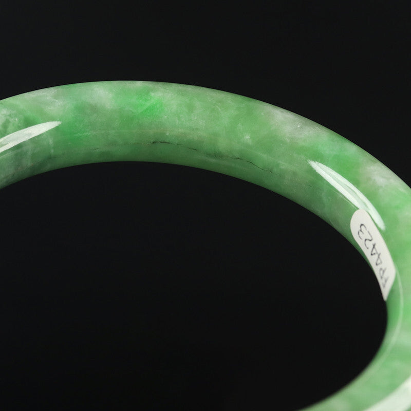 VINTAGE Medium Jadeite Green Jade Bangle Size 59mm Round Princess Cut Ombré Jade Green U899