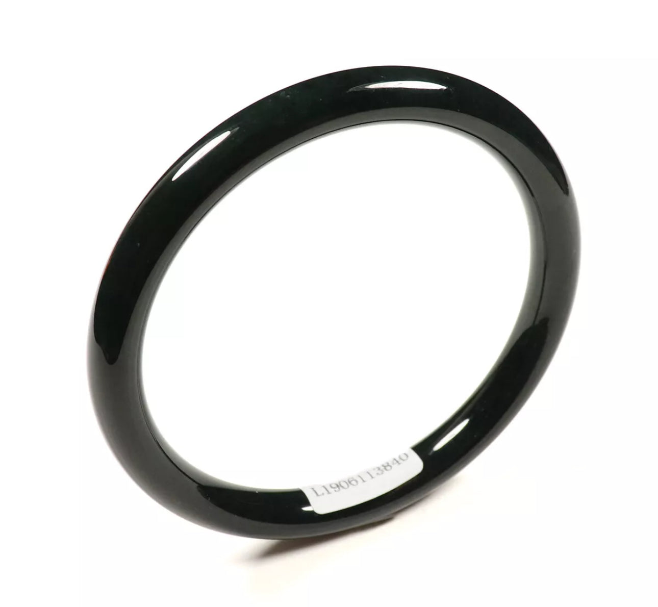 VINTAGE Large Jadeite Hetian Black Jade Bangle Thin Size 63mm - Certified Grade A Jade G840 - JazzyJewelbyAmina