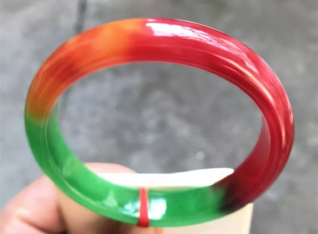 VINTAGE Large Jadeite Multi-Colored Jade Bangle Size 63mm J257 All Natural Jade Red/Green/Yellow - JazzyJewelbyAmina