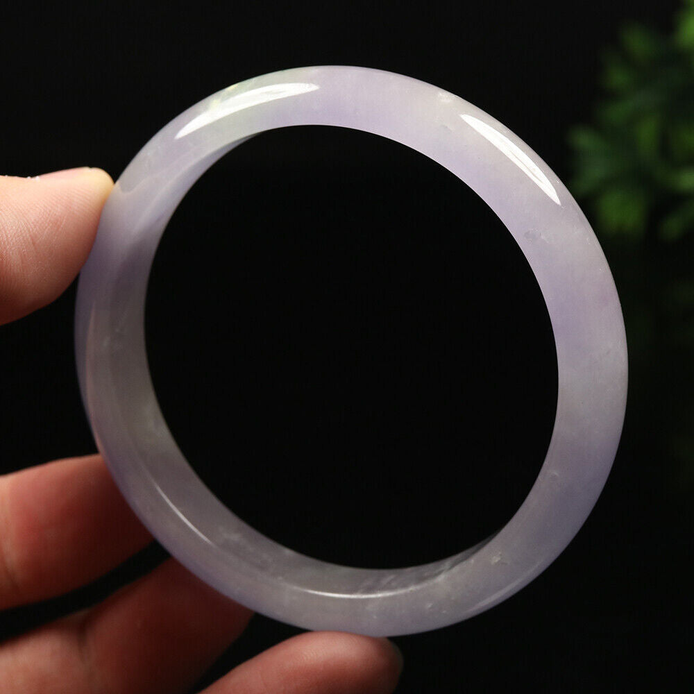 VINTAGE Large Jadeite Lavender Jade Bangle Size 62 mm Hint of Green Jade M431 - JazzyJewelbyAmina