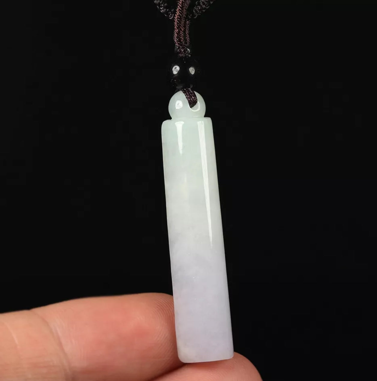 VINTAGE Hand-carved Jade Cylinder Pendant Green/Lavender M683 - JazzyJewelbyAmina