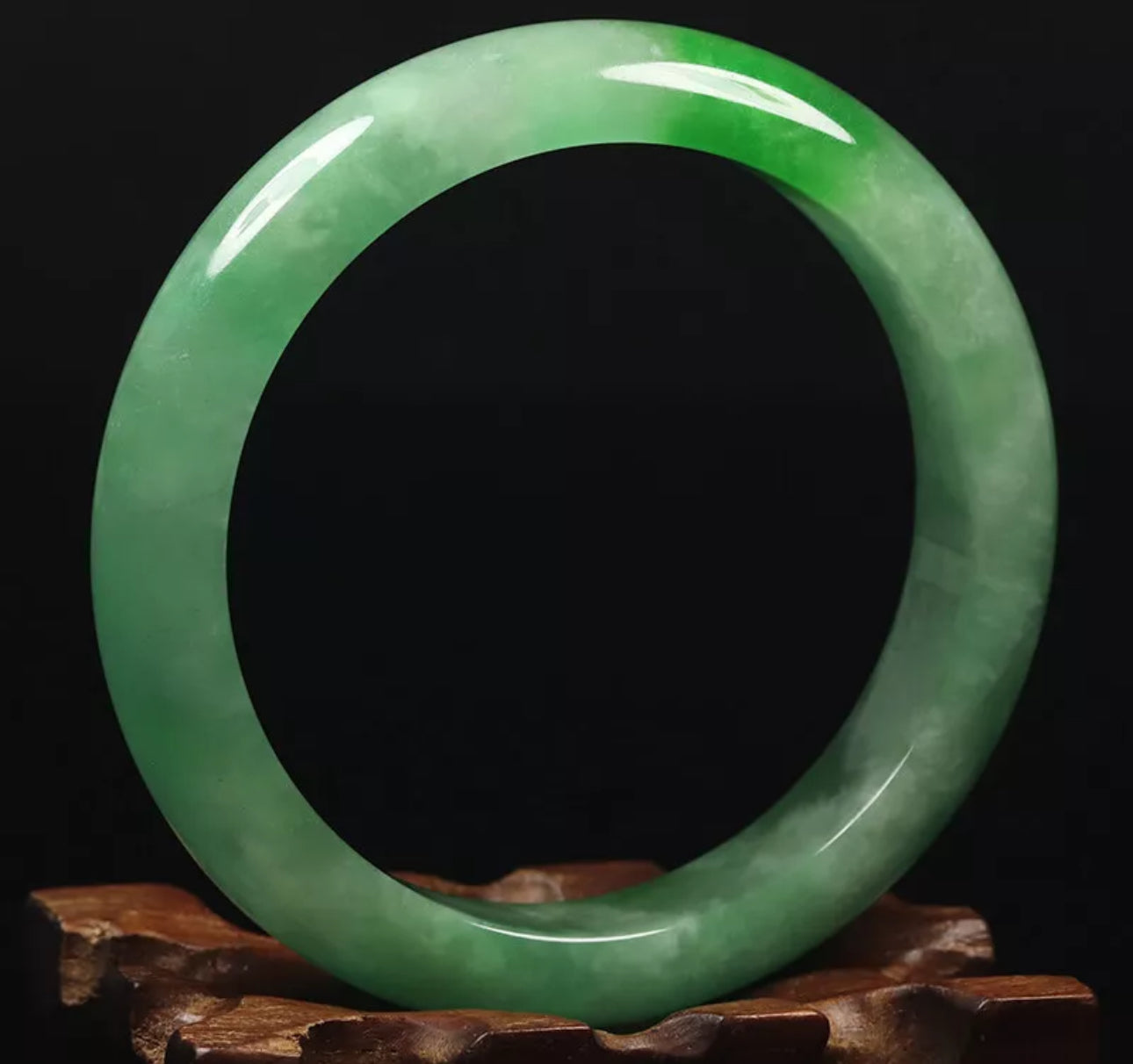 VINTAGE Medium Jadeite Green Jade Bangle Size 59mm O629 - Pop Green! - JazzyJewelbyAmina