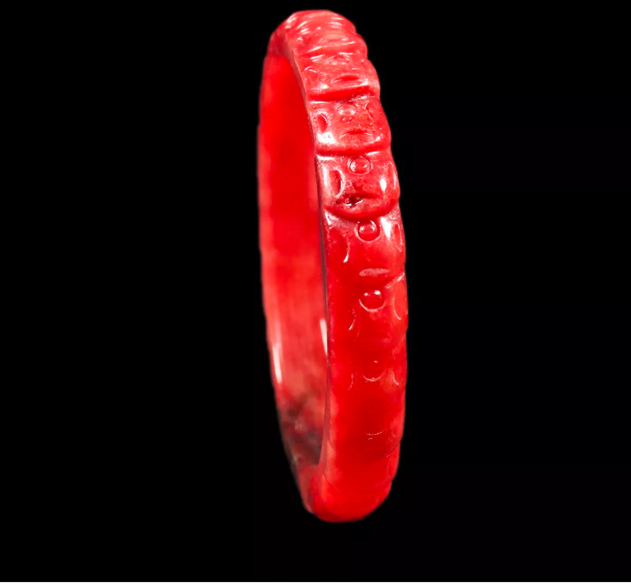 VINTAGE XL Jadeite Red/Black Jade Bangle Hand Carved Size 65mm M791 - JazzyJewelbyAmina