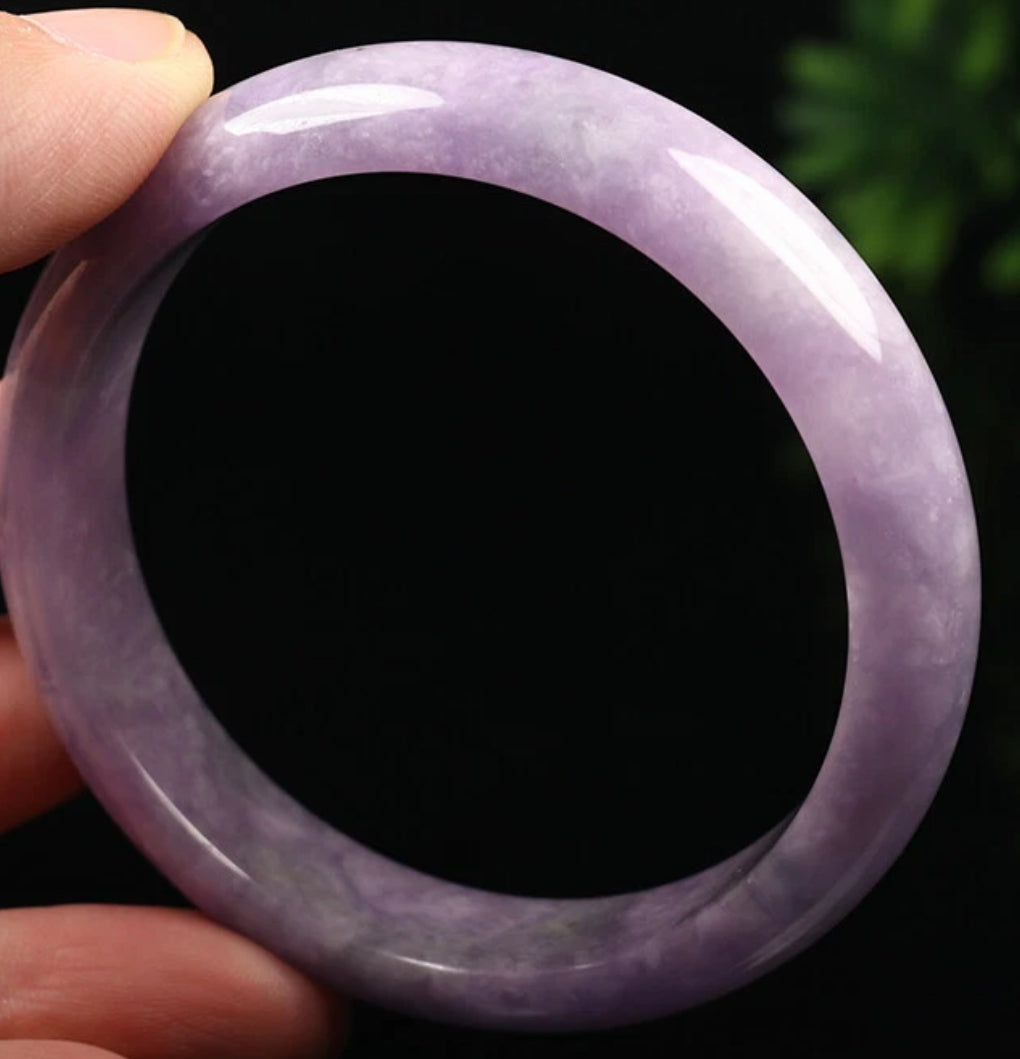 VINTAGE Medium Jadeite Lavender Jade Bangle Size 57 MM Rich Lavender Jade Shade G703 - JazzyJewelbyAmina