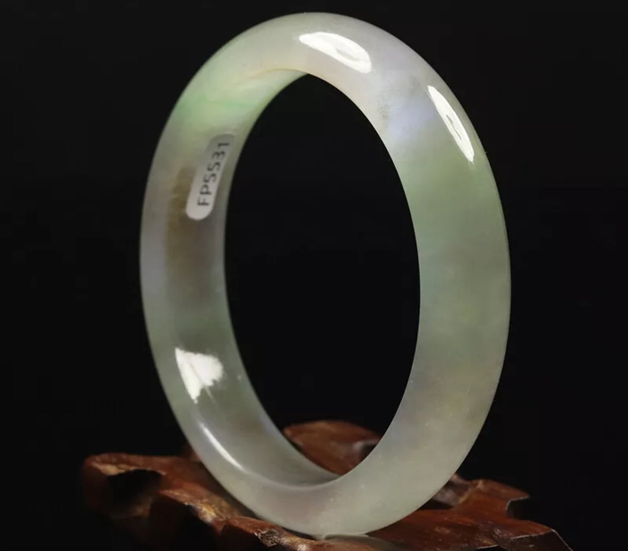 VINTAGE Large Icy Jadeite Green/White Lavender Bangle Size 60mm A115 - JazzyJewelbyAmina