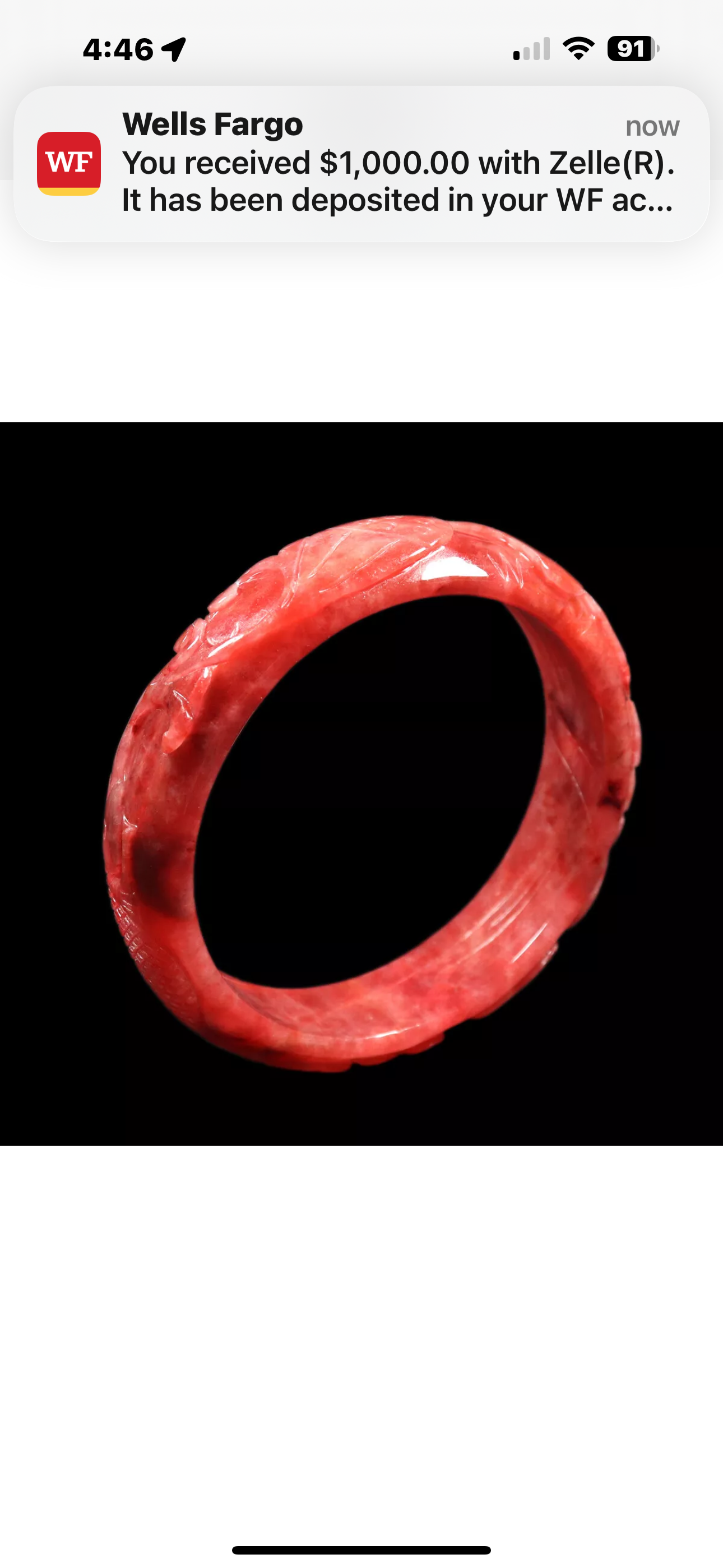 VINTAGE XL Jadeite Red Jade Bangle Size 65mm Hand Carved Ruyi Fish Lotus Flower D827 - JazzyJewelbyAmina