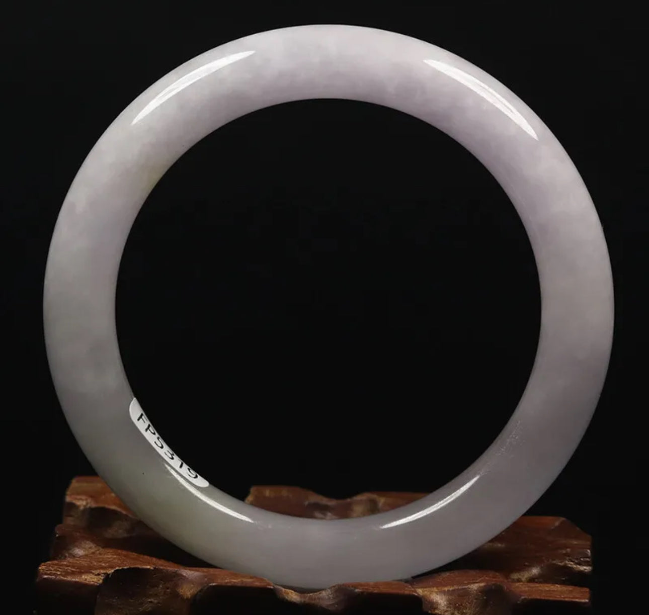VINTAGE Small Jadeite White Lavender Jade Bangle Round Princess Chunky Cut Size 55mm U691 - JazzyJewelbyAmina