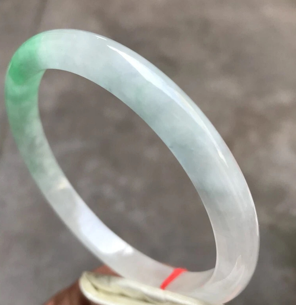 VINTAGE XXL Jadeite Green Icy Jade Bangle Size 66.8 MM Thin Round Bangle U629