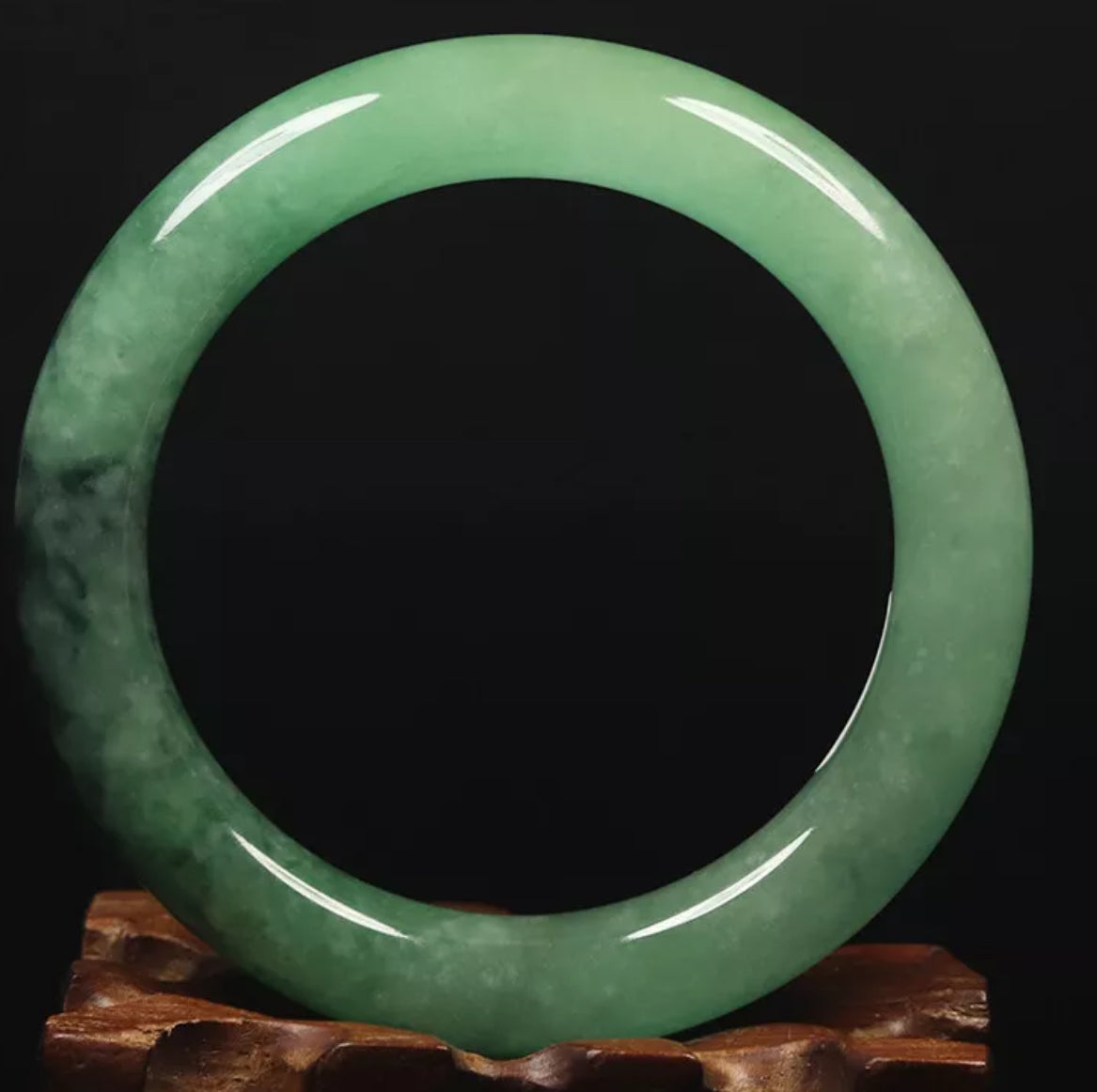 VINTAGE Small Jadeite Green Jade Bangle-Round Princess Chunky Cut Size 56mm M585 - JazzyJewelbyAmina