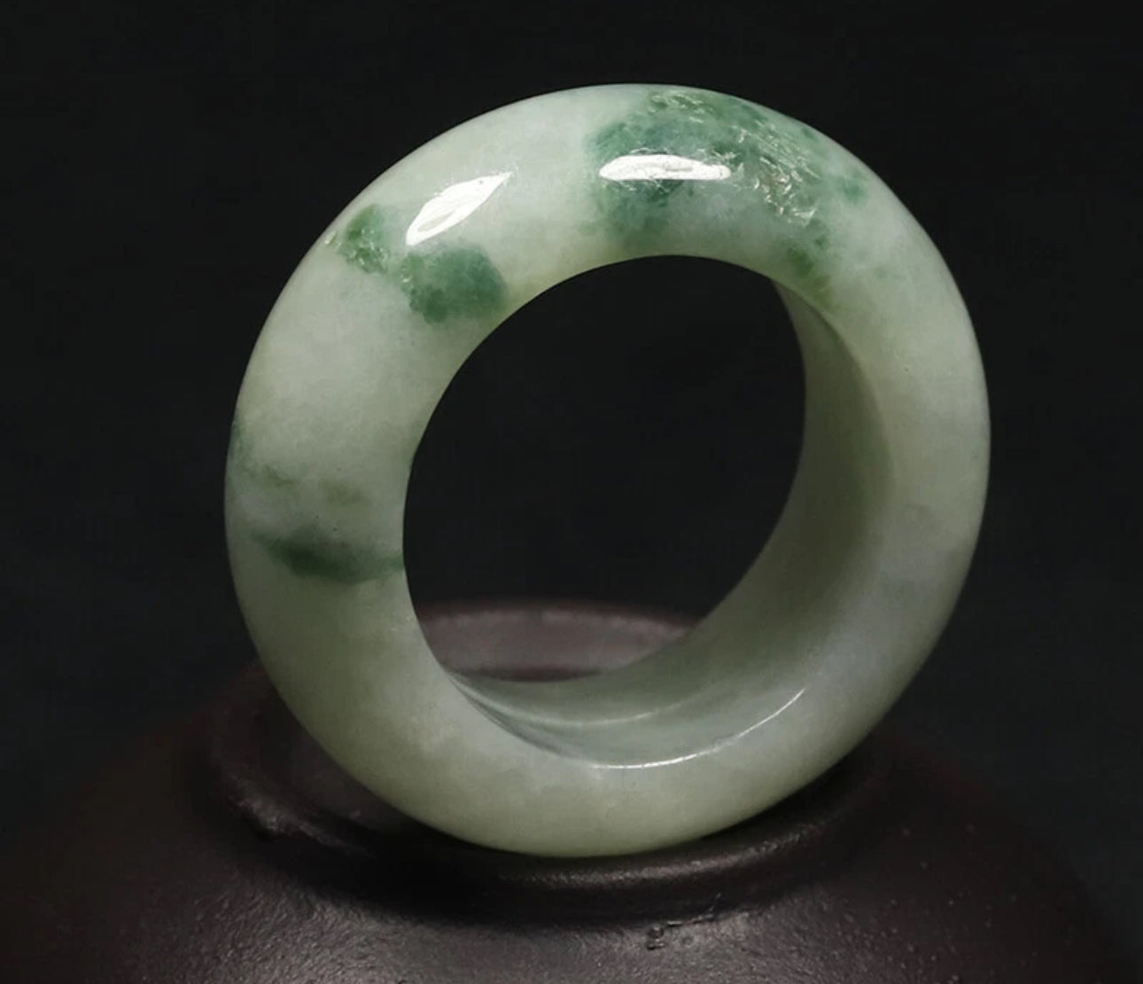 VINTAGE Owned Jadeite Green Jade Bangle Size 7.75 US Flower Jade G33 - JazzyJewelbyAmina