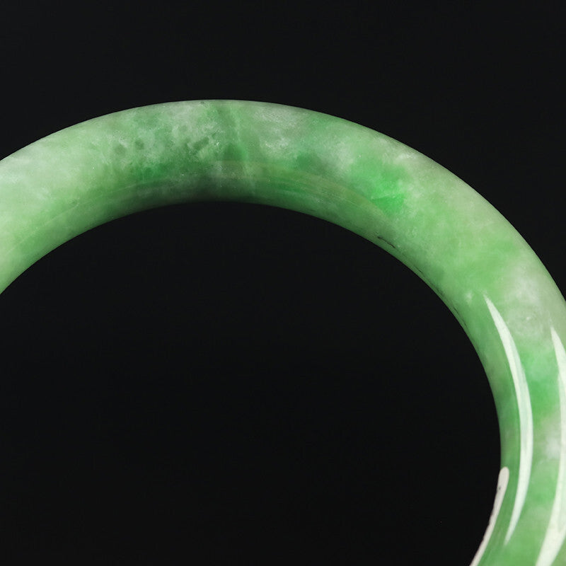 VINTAGE Medium Jadeite Green Jade Bangle Size 59mm Round Princess Cut Ombré Jade Green U899