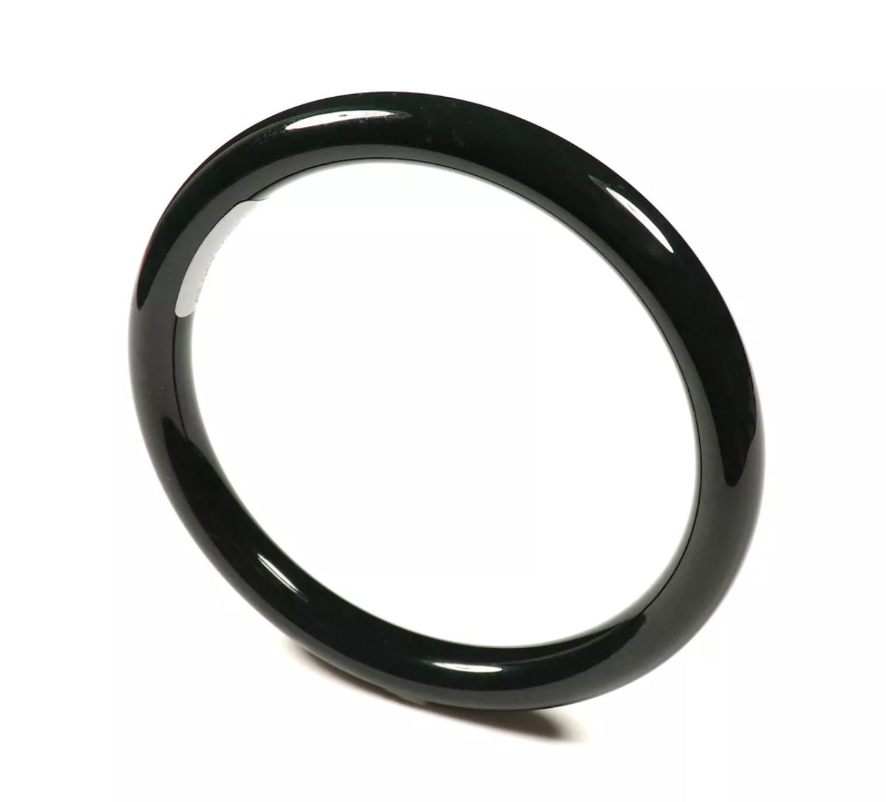 VINTAGE Large Jadeite Hetian Black Jade Bangle Thin Size 63mm - Certified Grade A Jade G840 - JazzyJewelbyAmina