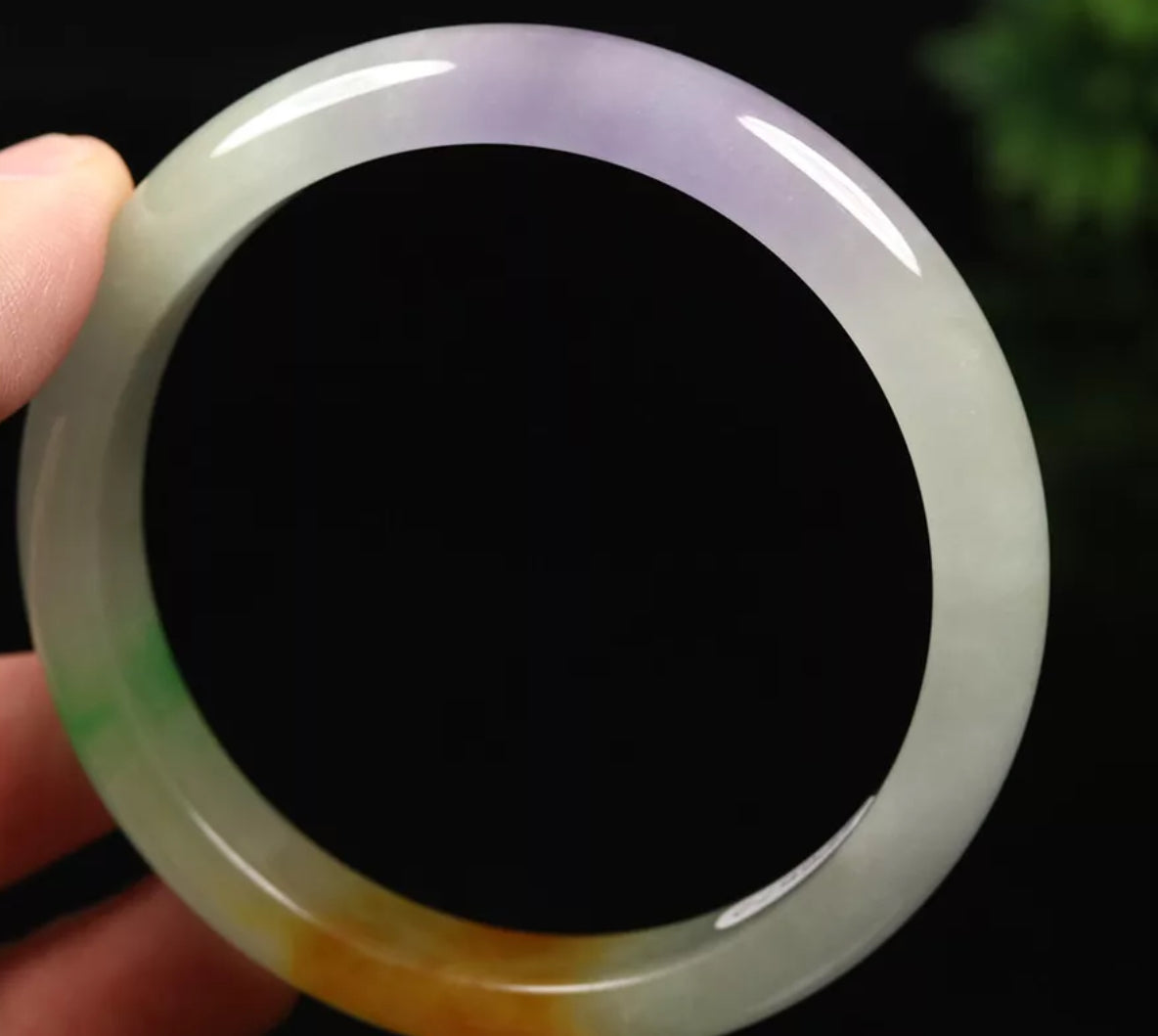VINTAGE Large Jadeite Brown/Green/Lavender Jade Bangle Size 60mm J397 - JazzyJewelbyAmina