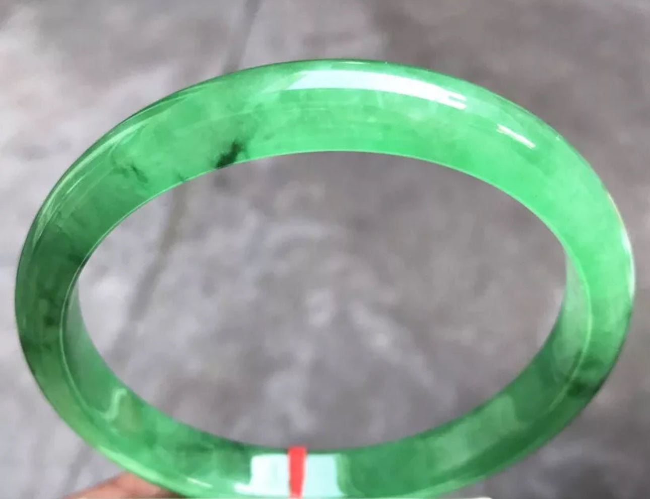 VINTAGE XXL Jadeite Icy Green Jade Bangle Size 76 MM Unique Jade G097 - JazzyJewelbyAmina