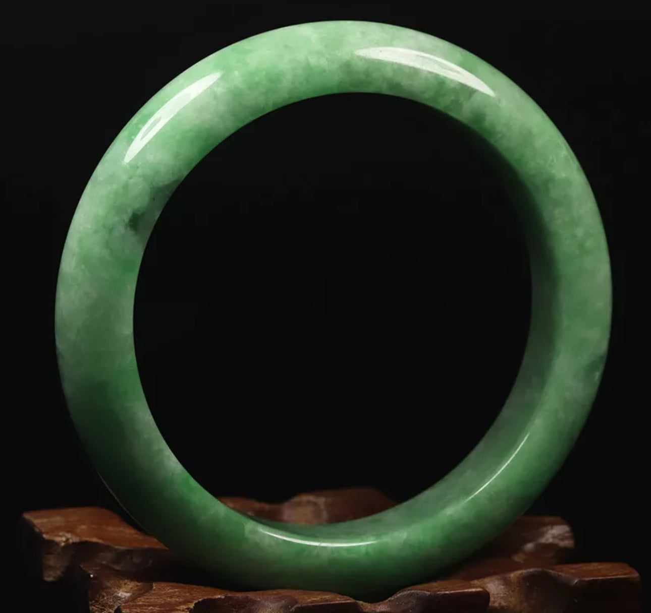VINTAGE Medium Jadeite Green Jade Bangle Size 58mm U787 - JazzyJewelbyAmina
