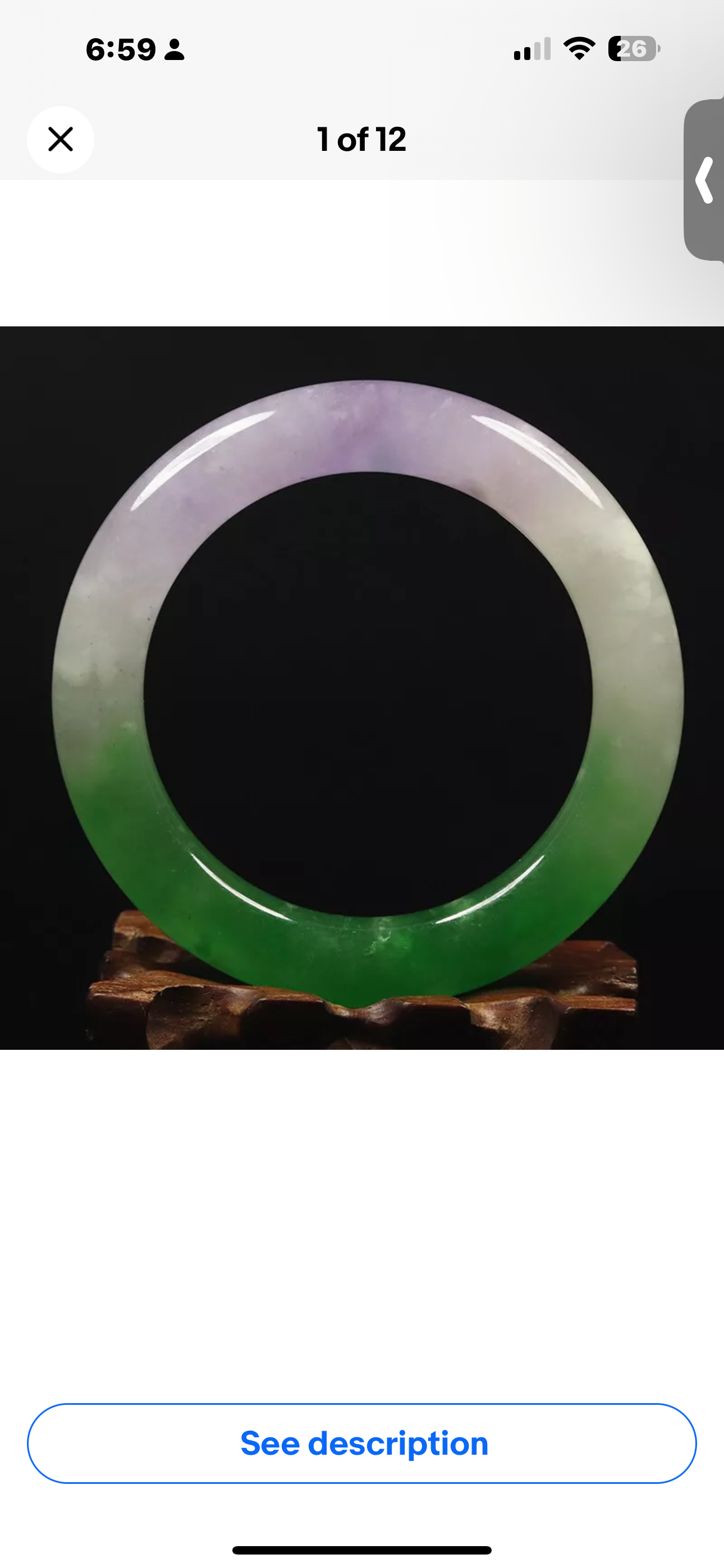 VINTAGE Medium Jadeite Green Lavender Jade Bangle Round Princess Chunky Cut Size 58mm Y295 - JazzyJewelbyAmina