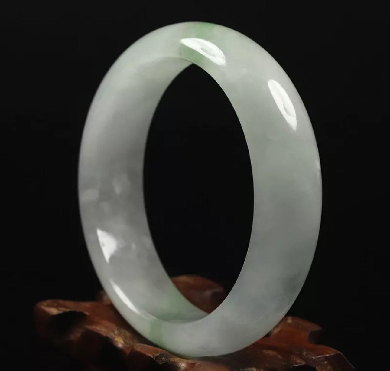 VINTAGE Large Jadeite White/Green Jade Bangle Size 60mm Y015 - JazzyJewelbyAmina