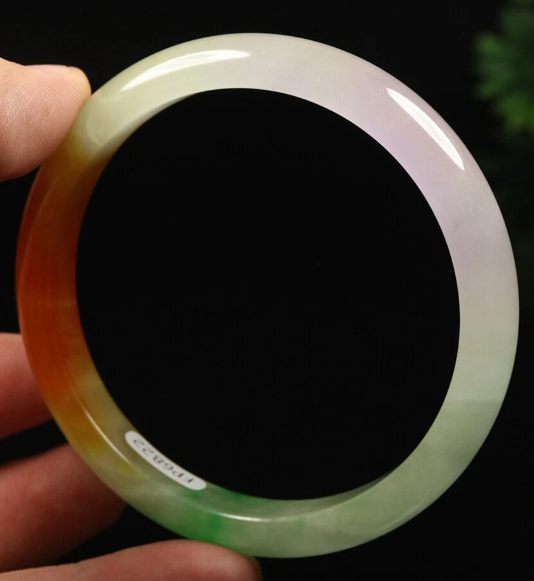 VINTAGE XL Jadeite Green/Brown/Red/Lavender Jade Bangle Size 64mm A697 - JazzyJewelbyAmina