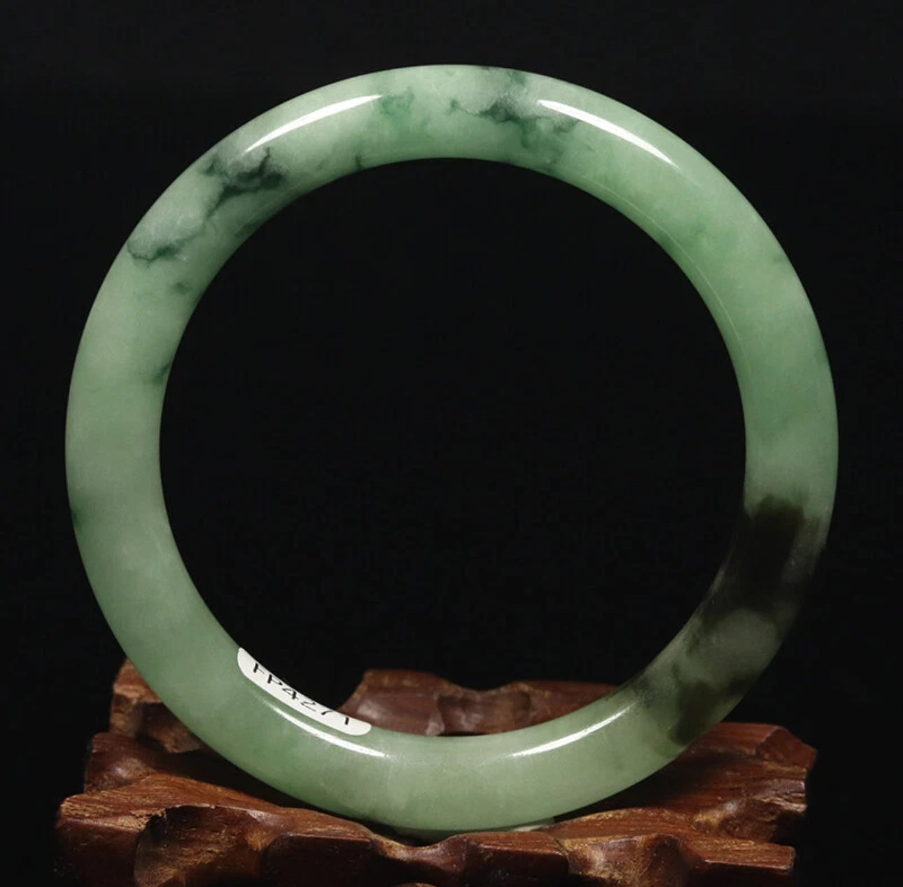 VINTAGE Medium Jadeite Green Jade Bangle Size 58 MM Round Princess Cut G271 - JazzyJewelbyAmina