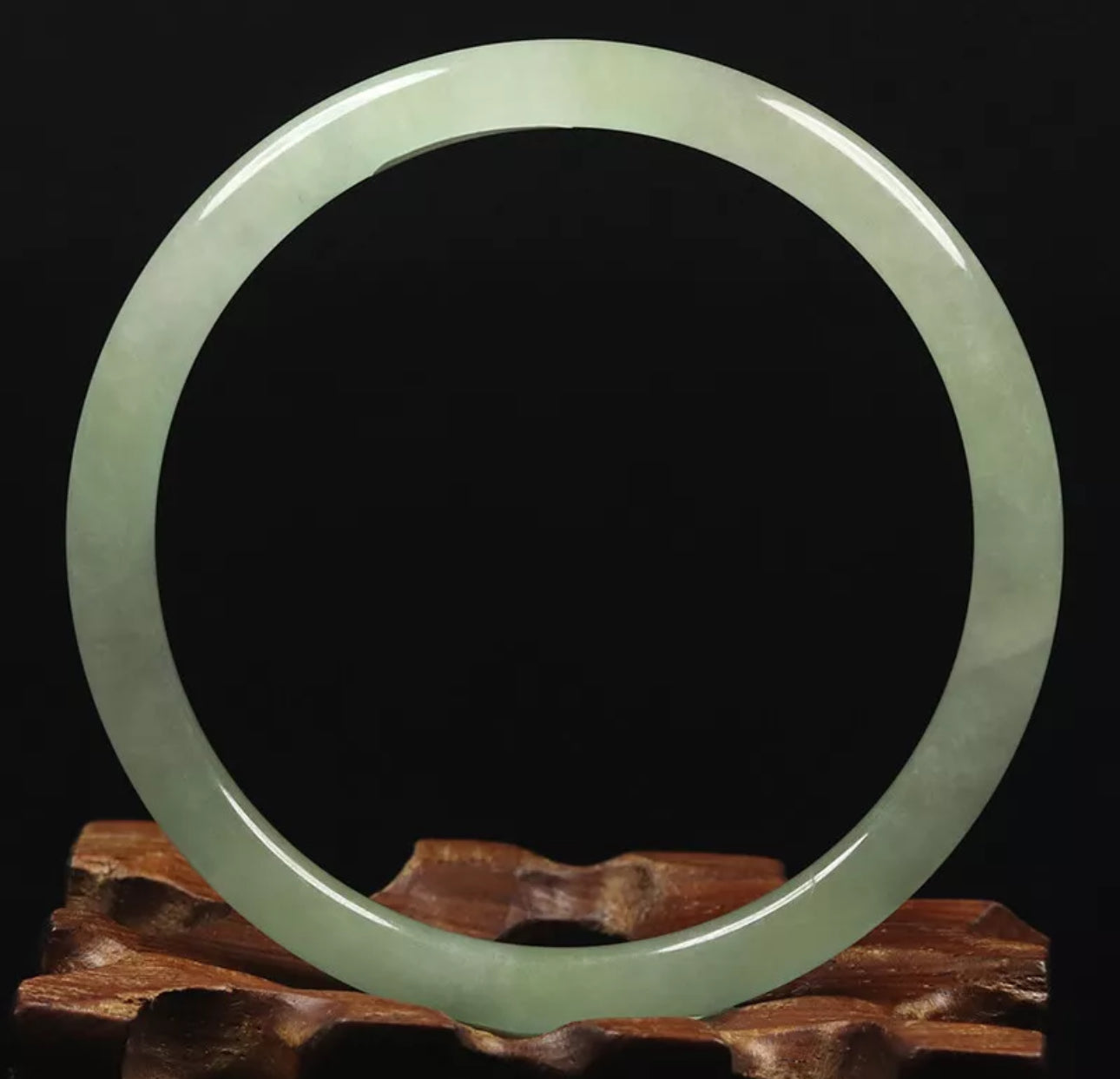 VINTAGE Medium Jadeite Green Icy Jade Bangle Size 57mm Round Princess Cut U087 - JazzyJewelbyAmina