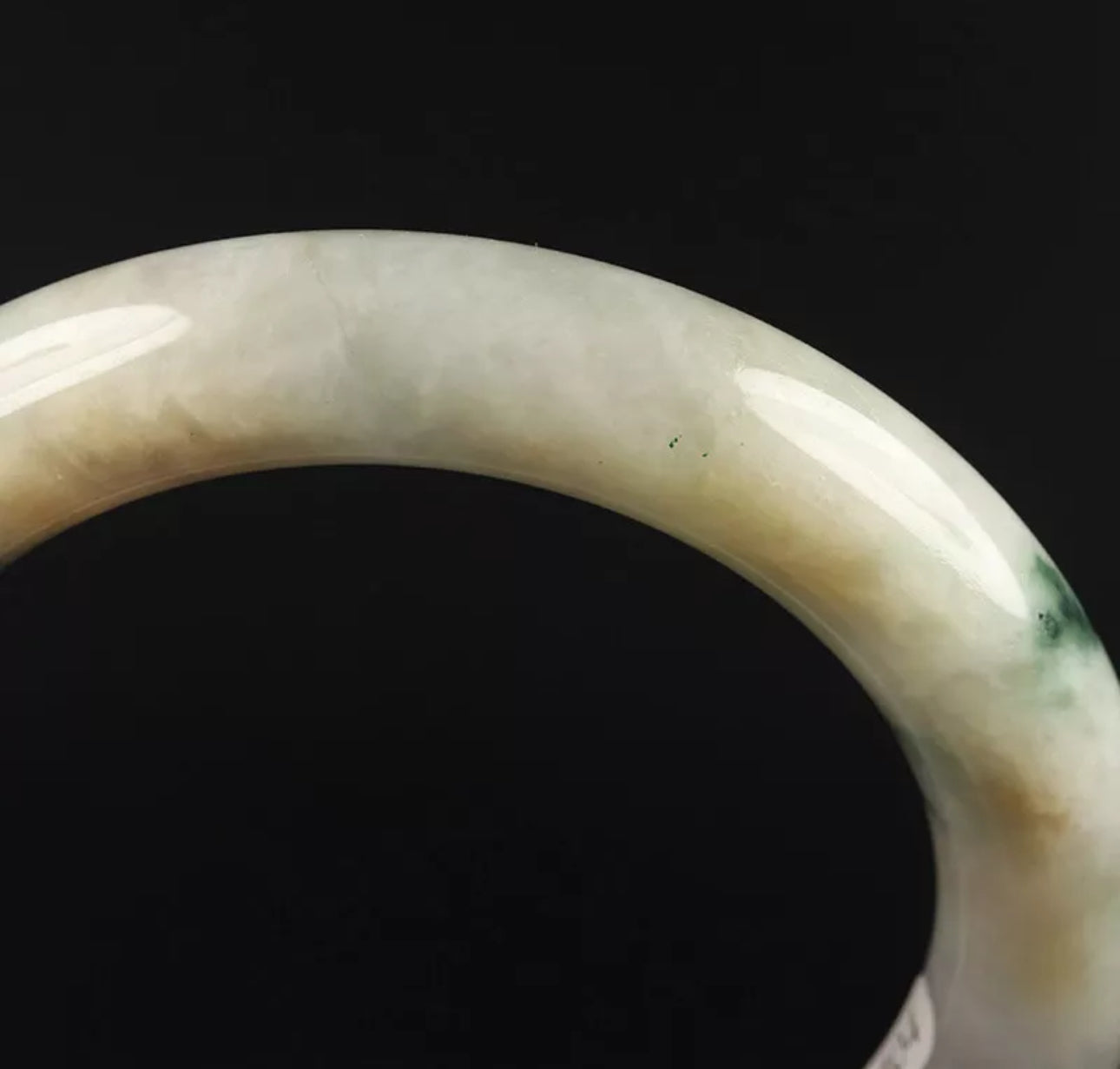 VINTAGE Medium Jadeite White Lavender Jade Bangle Round Princess Cut Size 57mm G404 - JazzyJewelbyAmina