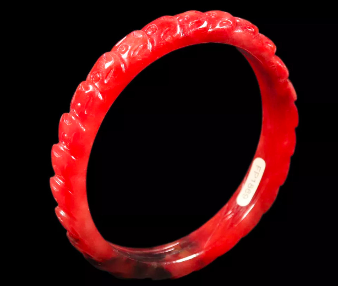 VINTAGE XL Jadeite Red/Black Jade Bangle Hand Carved Size 65mm M791 - JazzyJewelbyAmina