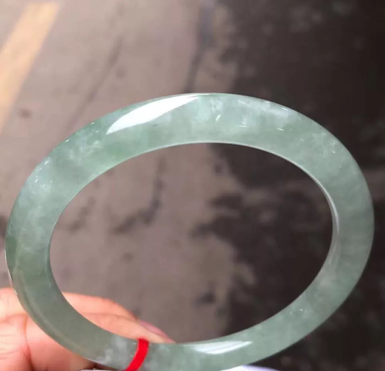 VINTAGE Large Jadeite Sea Green Jade Bangle - Round Princess Cut Size 62mm U0614 - JazzyJewelbyAmina