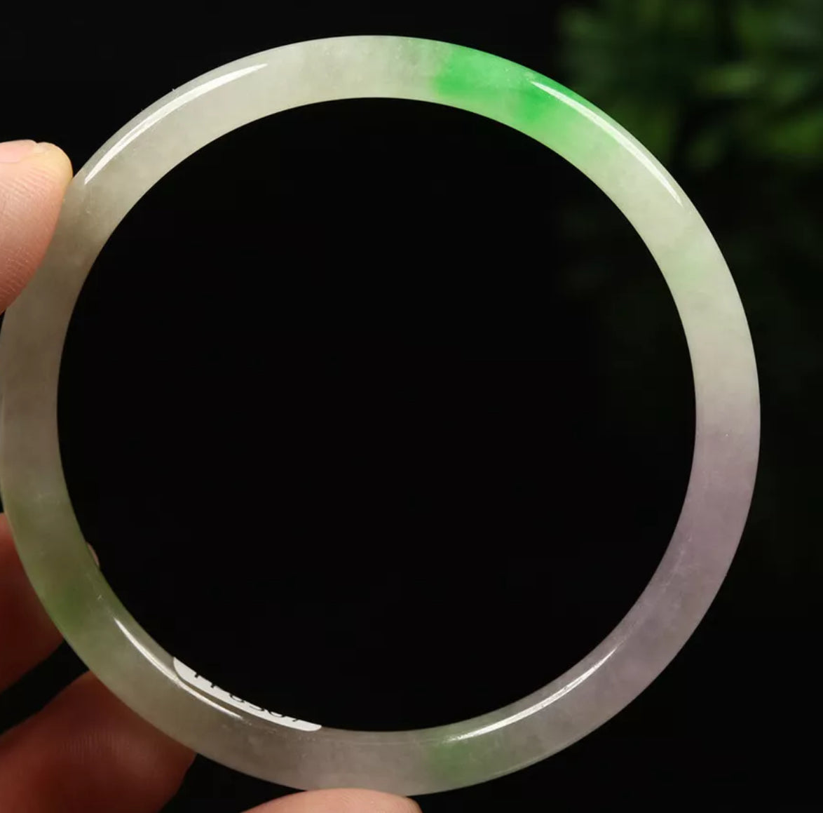 VINTAGE Medium Jadeite Green/Lavender Jade Bangle Round Princess Cut Size 58mm Fine Unique Jade Piece N067 - JazzyJewelbyAmina