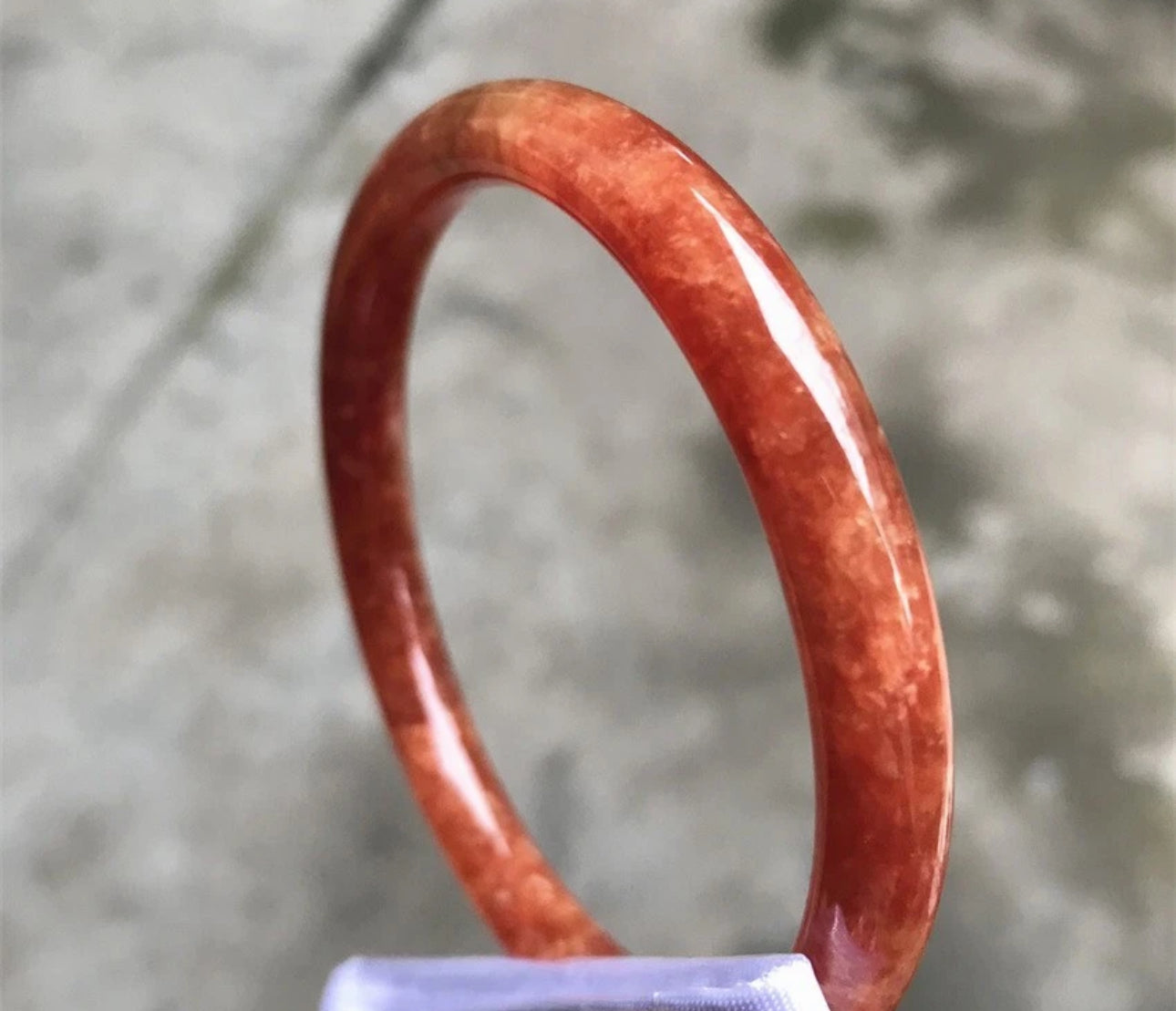 VINTAGE Large Jadeite Red Jade Bangle Size 60mm Round Princess Cut U782