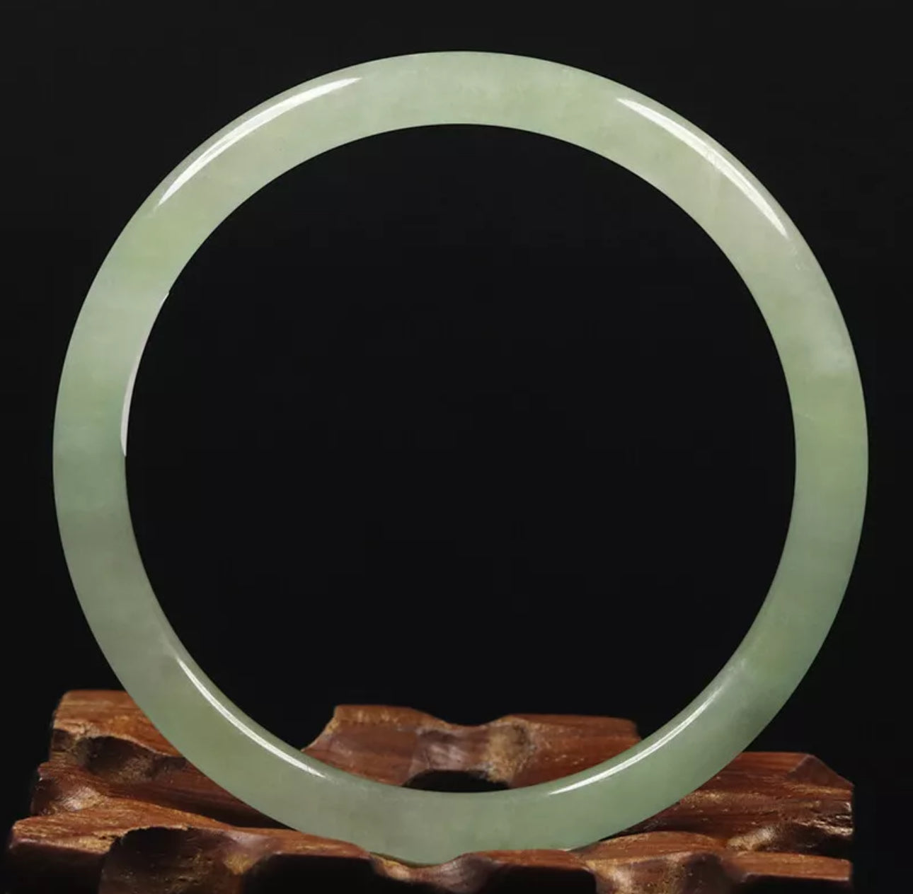 VINTAGE Medium Jadeite Green Icy Jade Bangle Size 57mm Round Princess Cut U087 - JazzyJewelbyAmina