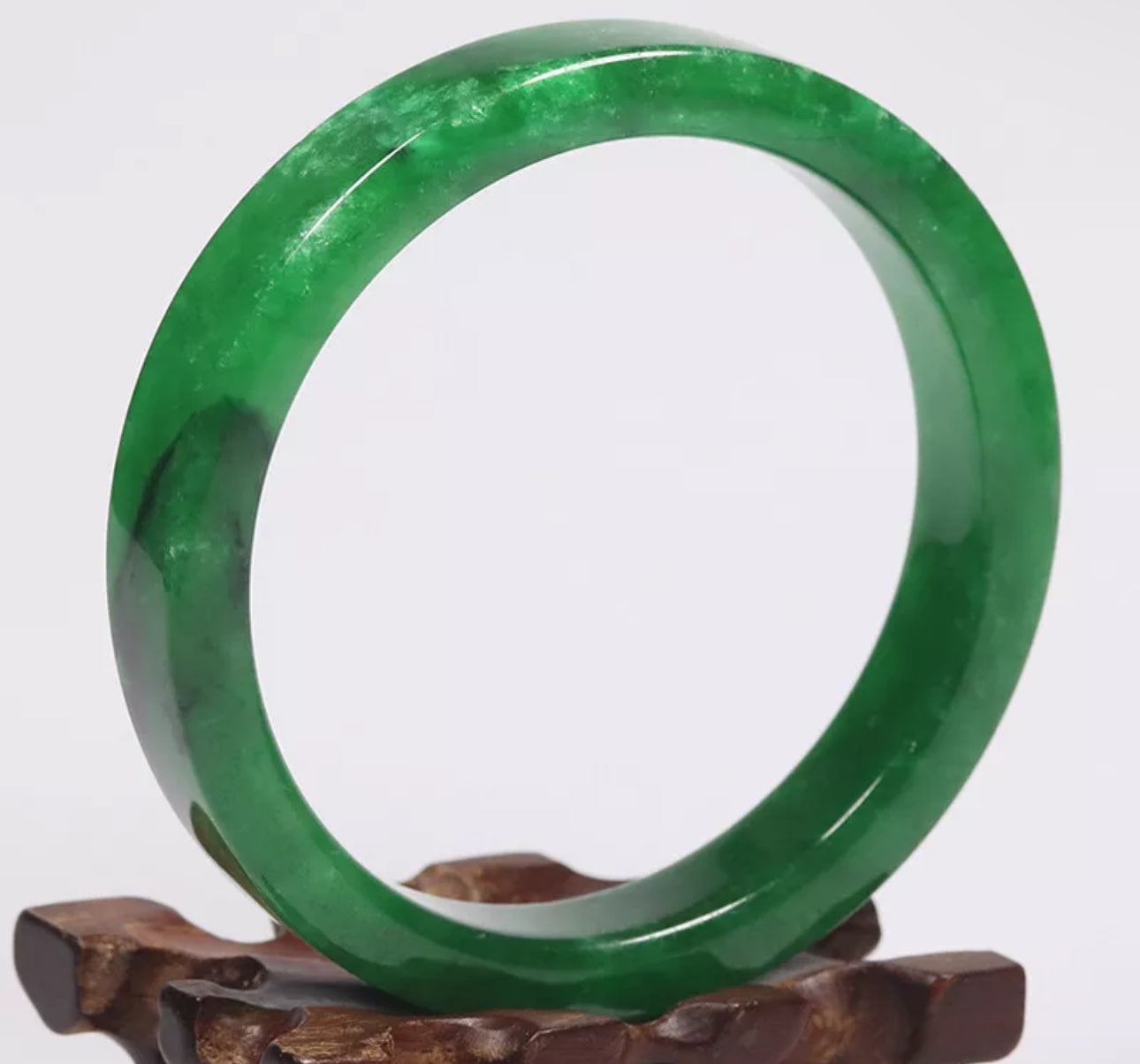VINTAGE XXL Jadeite Green Jade Bangle Size 67mm Emerald Green O965 - JazzyJewelbyAmina