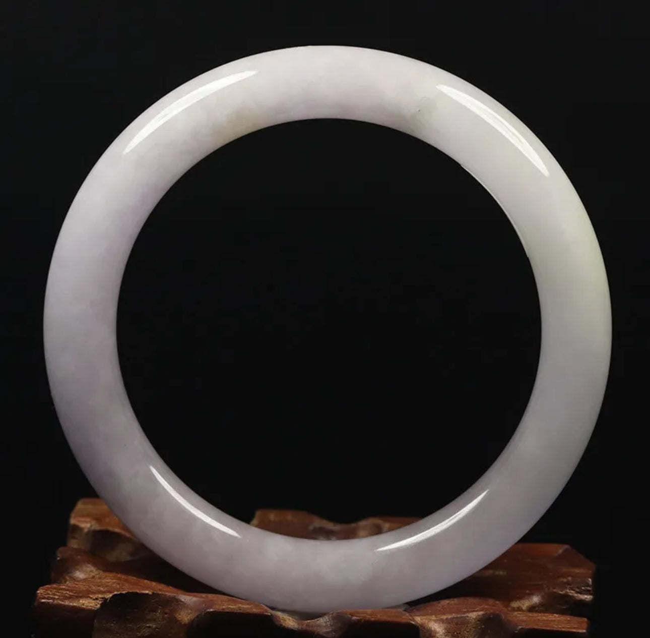 VINTAGE Small Jadeite White Lavender Jade Bangle Round Princess Chunky Cut Size 55mm U691 - JazzyJewelbyAmina