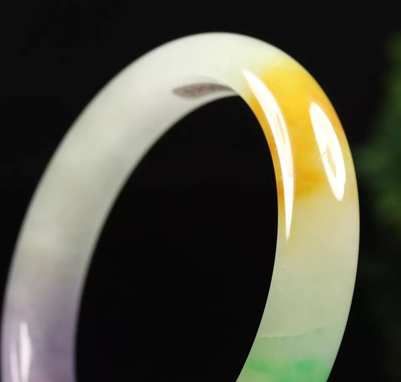 VINTAGE Large Jadeite Brown/Green/Lavender Jade Bangle Size 60mm J397 - JazzyJewelbyAmina