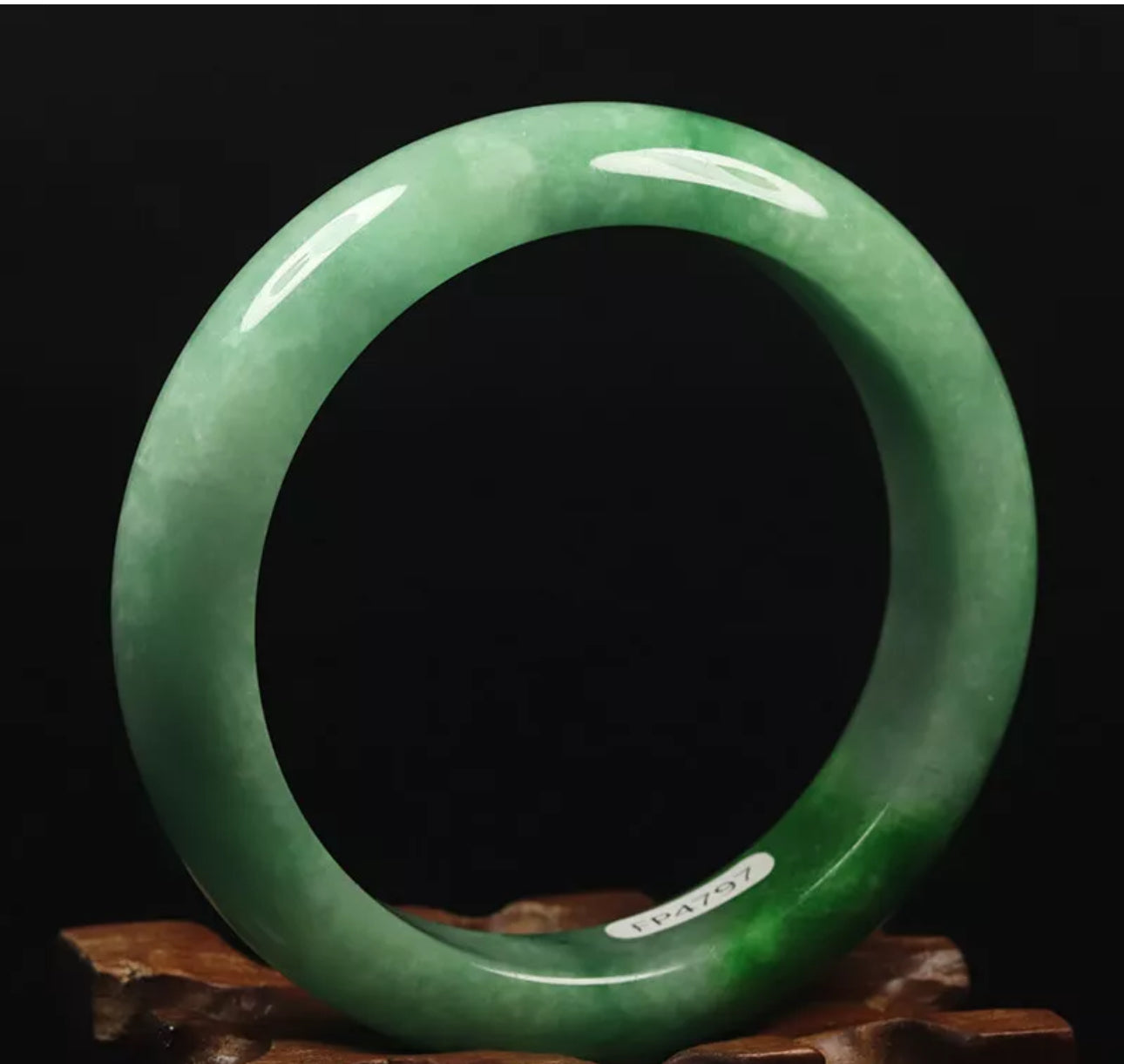 VINTAGE Medium Jadeite Green Jade Bangle Size 59mm U647 Pop Imperial Green! - JazzyJewelbyAmina