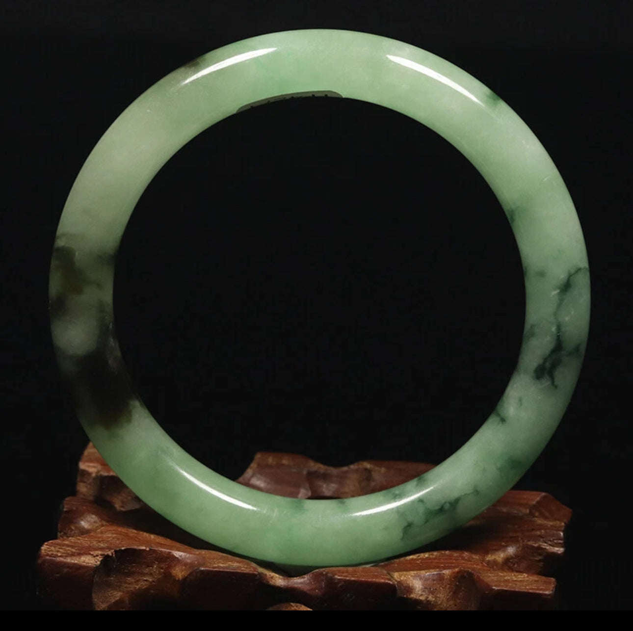 VINTAGE Medium Jadeite Green Jade Bangle Size 58 MM Round Princess Cut G271 - JazzyJewelbyAmina