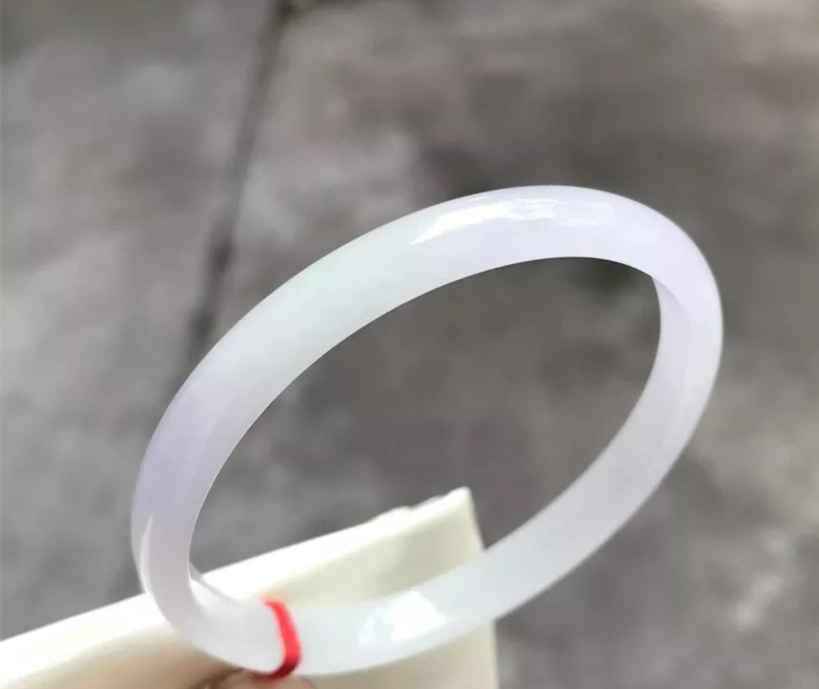 VINTAGE XS Jadeite Lavender Green Jade Bangle Size 54mm Thin Standard Cut M128 - JazzyJewelbyAmina
