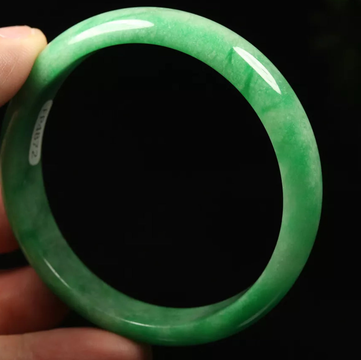VINTAGE Medium Jadeite Green Jade Bangle Size 59mm S797 - JazzyJewelbyAmina