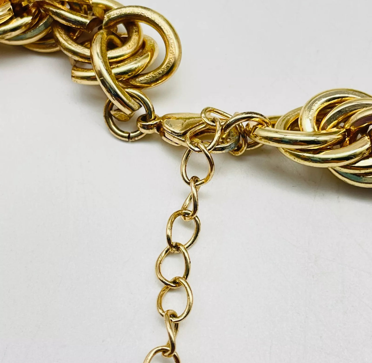 VINTAGE-Owned Thick Rope Choker Necklace GOLD TONE Chunky - JazzyJewelbyAmina