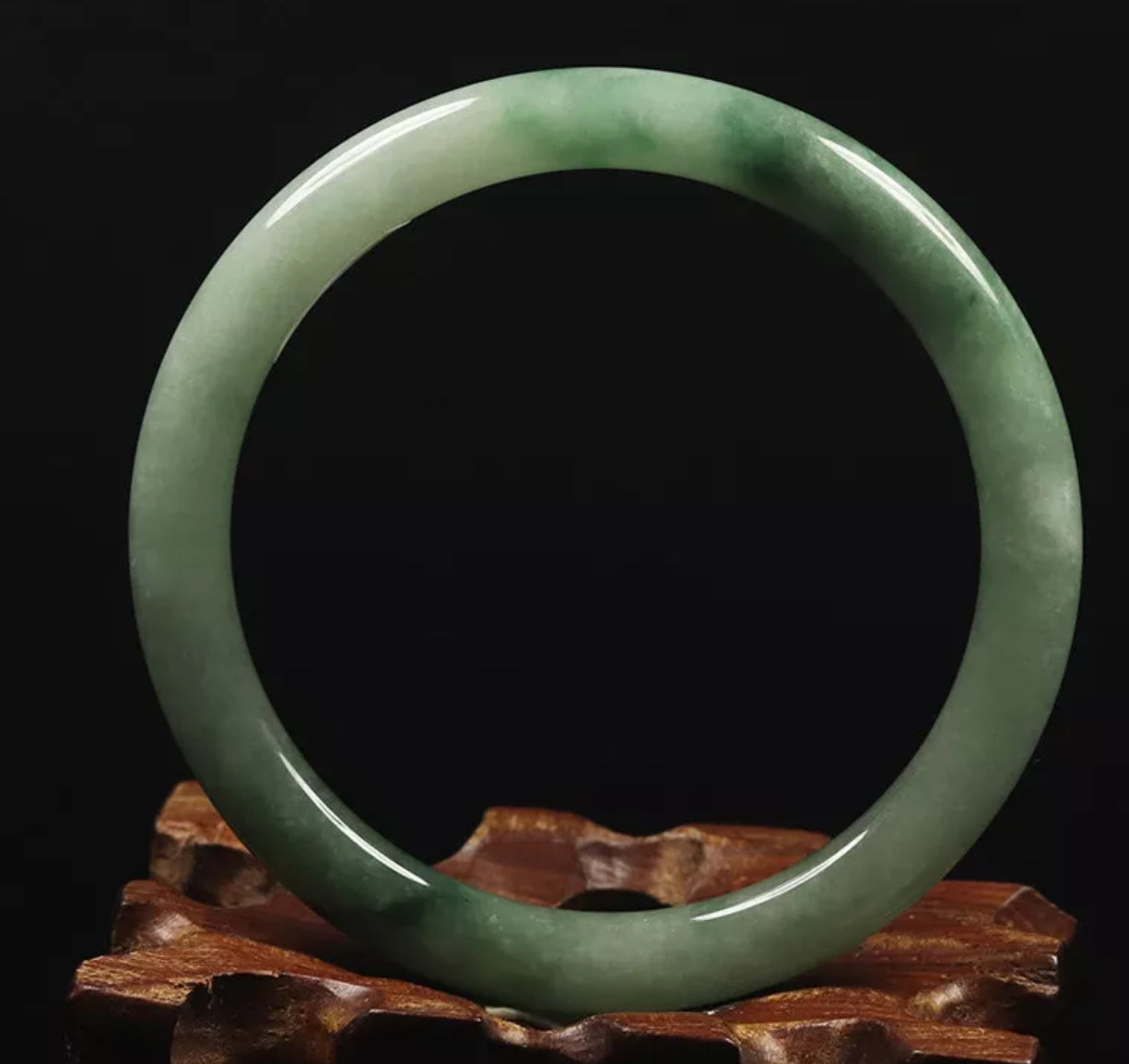 VINTAGE Small Jadeite Green Jade Bangle Size 55mm Round Princess Cut L153 - JazzyJewelbyAmina