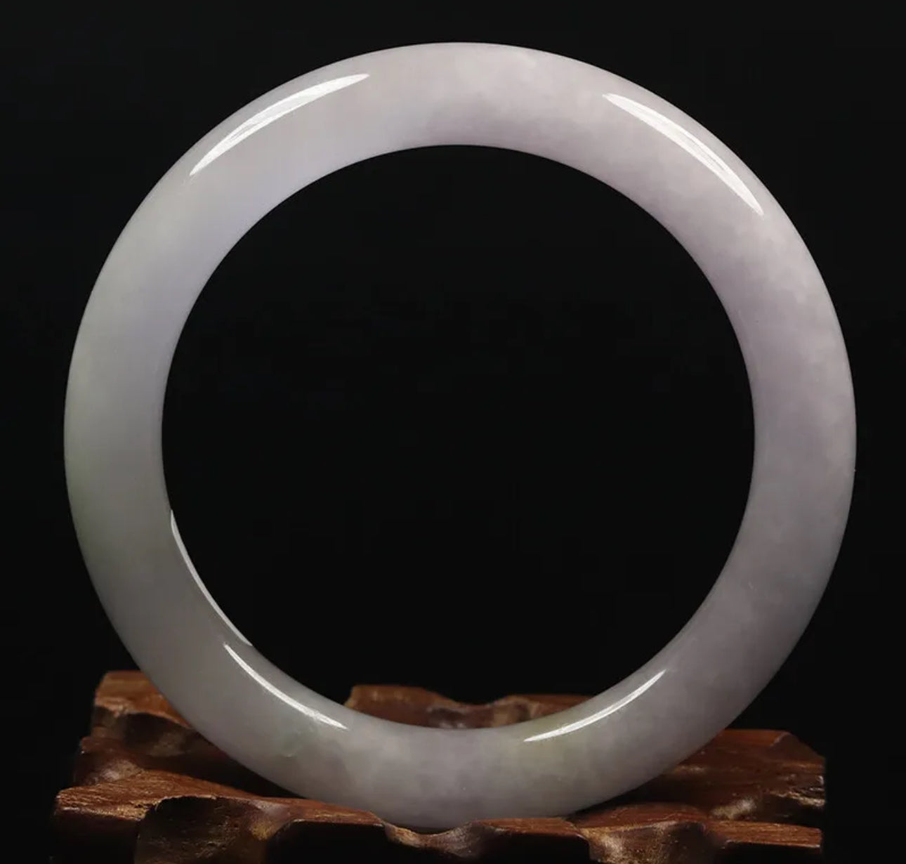 VINTAGE Small Jadeite White Lavender Jade Bangle Round Princess Chunky Cut Size 55mm U691 - JazzyJewelbyAmina