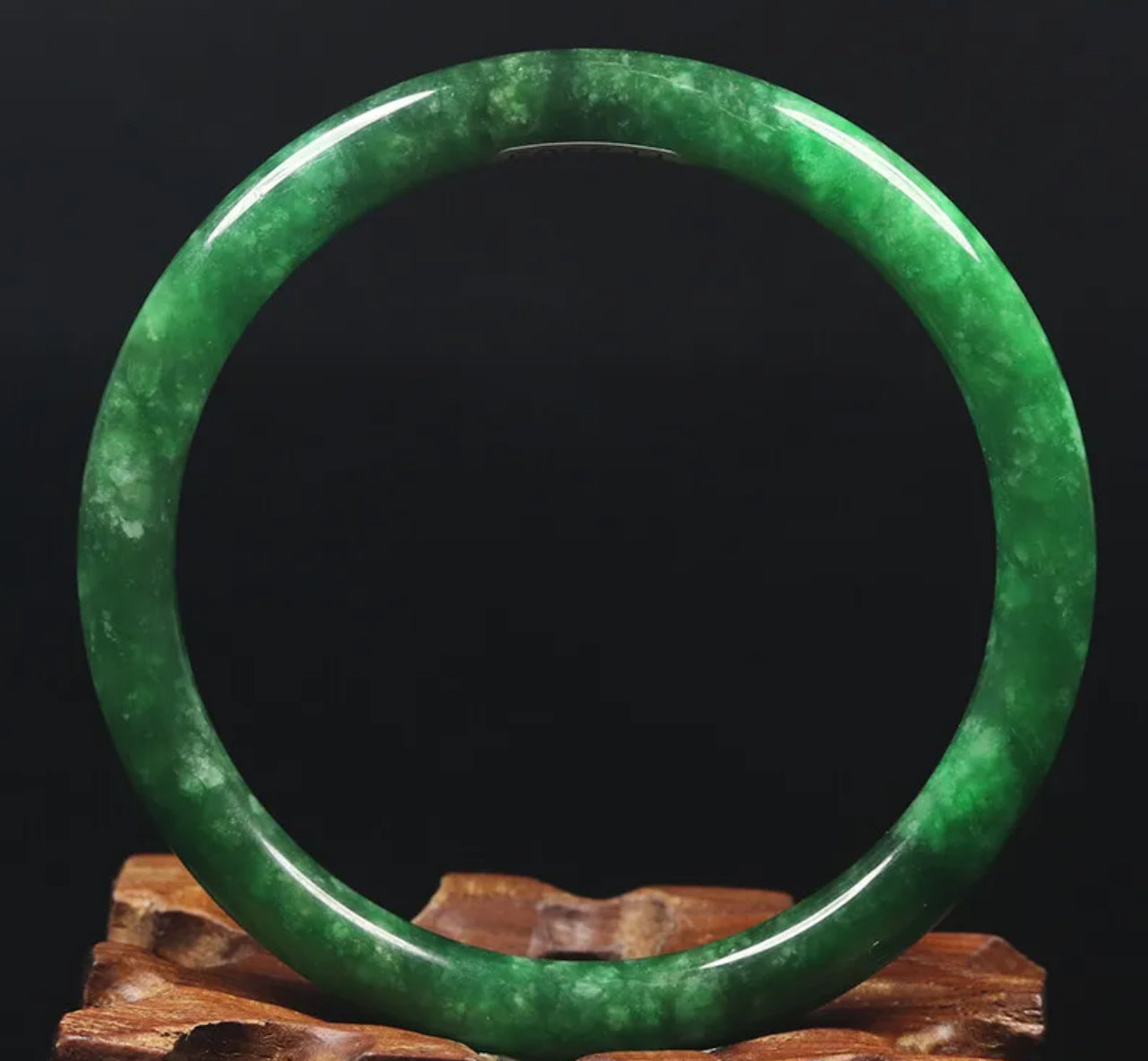 VINTAGE Medium Jadeite Green Jade Bangle from Burma - Size 59mm Round Princess Thin Cut F831 - JazzyJewelbyAmina