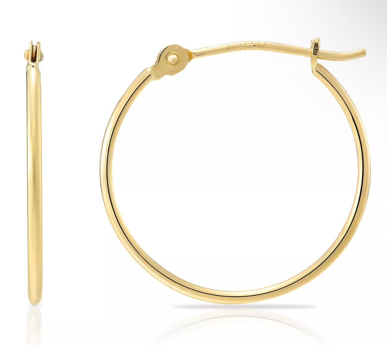 14K Solid Creole Yellow Gold Hoop Earrings w/ Secure Closure 55mm - JazzyJewelbyAmina
