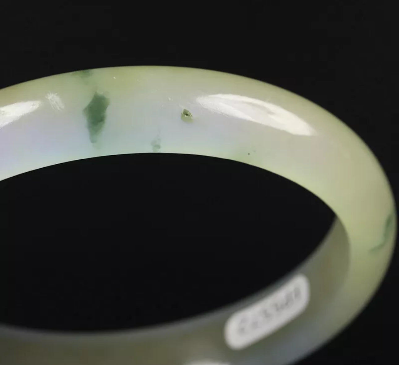 VINTAGE Medium Jadeite Green Jade Bangle from Burma - Size 58mm Icy Flower Green Jade! M197 - JazzyJewelbyAmina