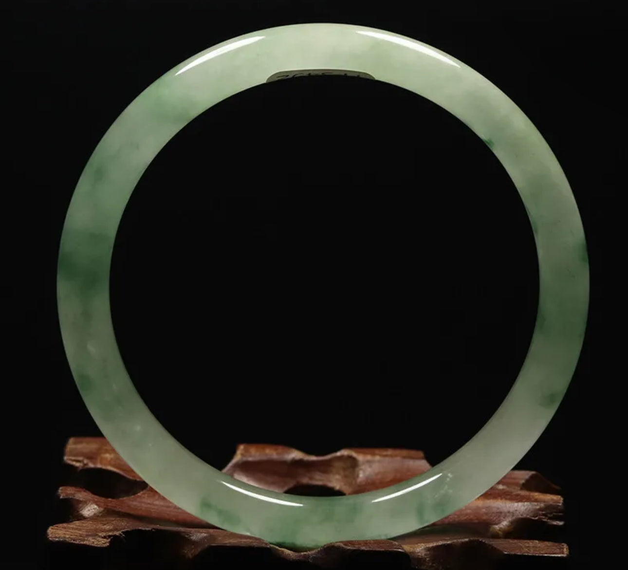 VINTAGE Medium Jadeite Green Jade Bangle Size 59mm Round Princess Cut A37 - JazzyJewelbyAmina