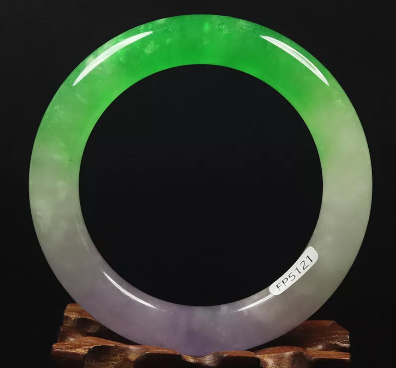 VINTAGE Medium Jadeite Green Lavender Jade Bangle Round Princess Chunky Cut Size 58mm Y295 - JazzyJewelbyAmina