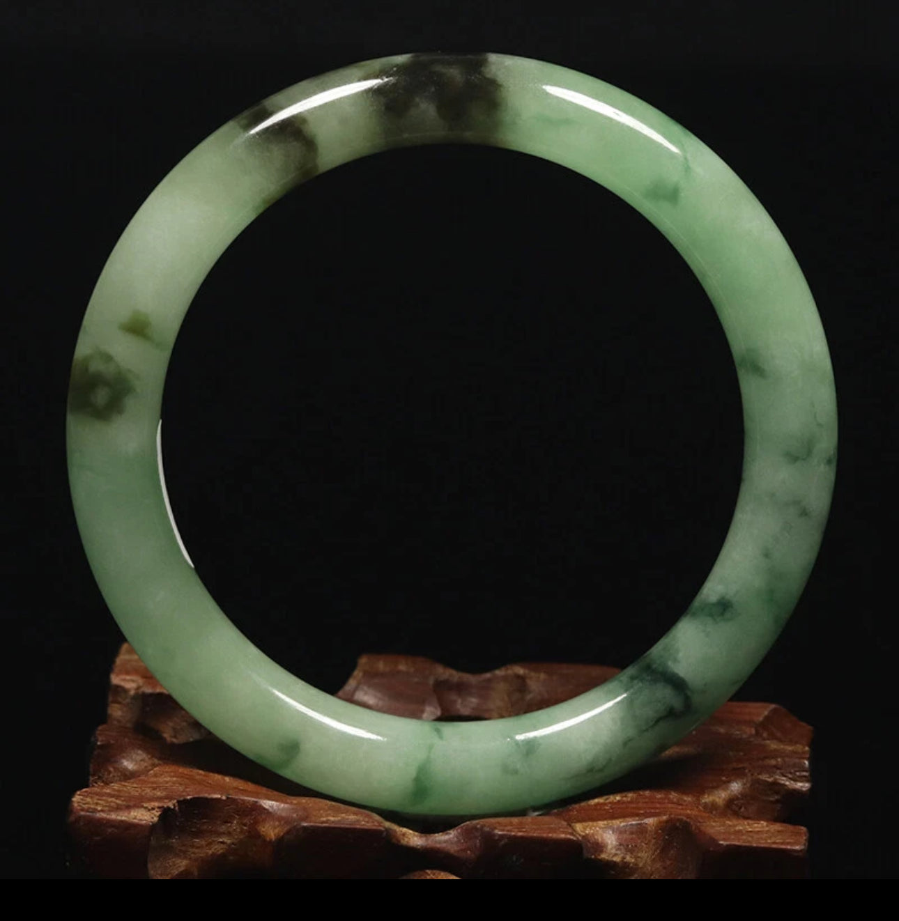 VINTAGE Medium Jadeite Green Jade Bangle Size 58 MM Round Princess Cut G271 - JazzyJewelbyAmina