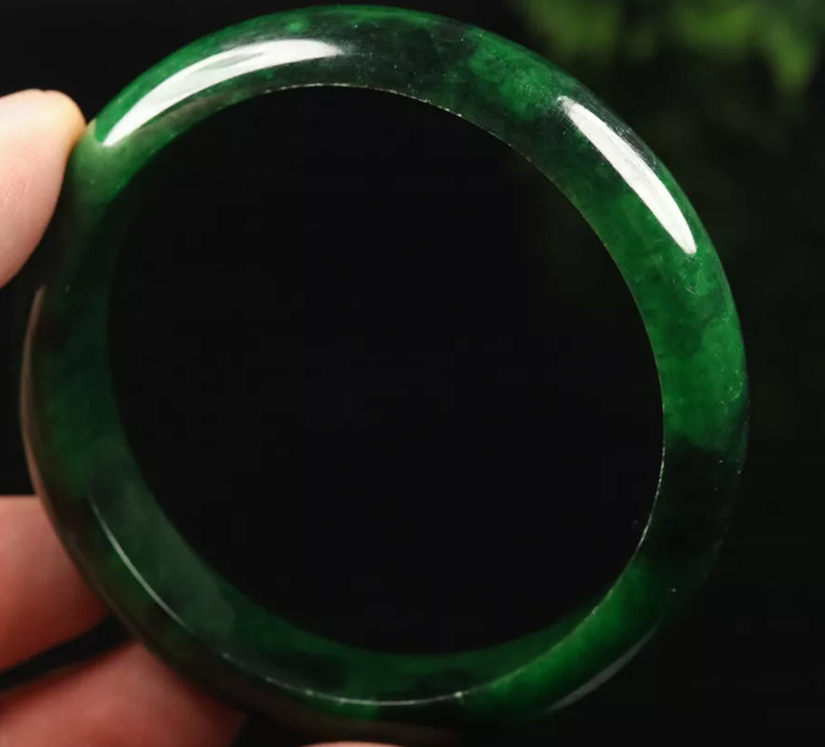 VINTAGE Medium Jadeite Green Jade Bangle Size 58mm Forest Green Jade J111 - JazzyJewelbyAmina