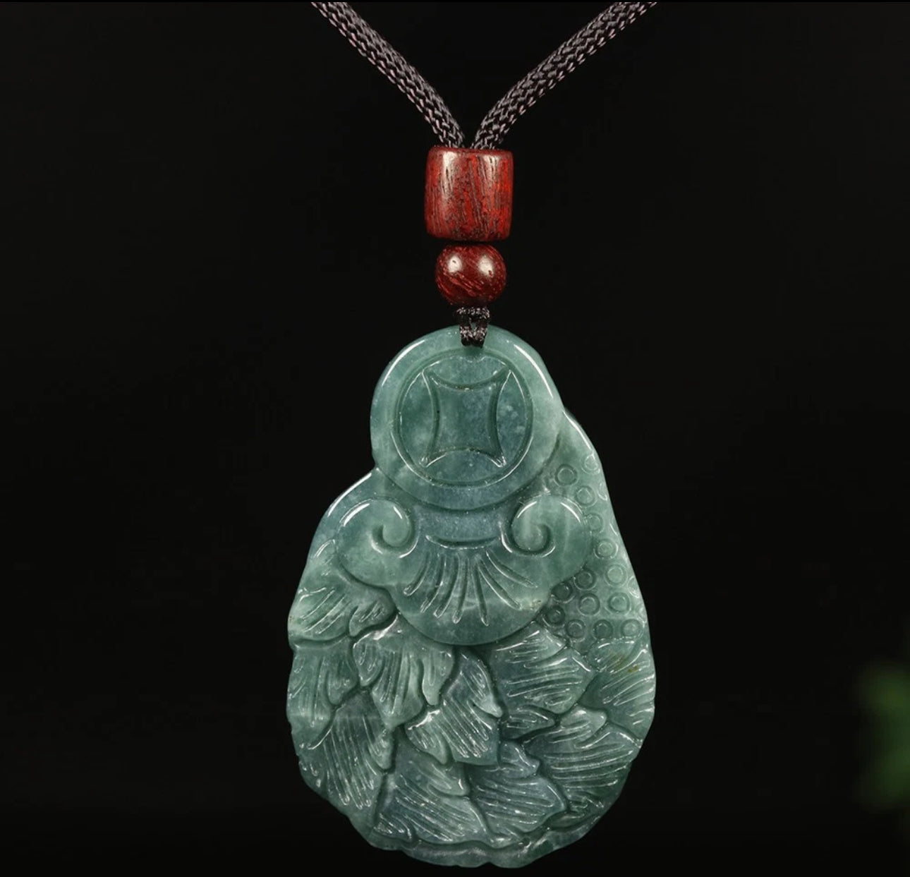 VINTAGE Certified Jadeite Green Jade Peacock Pendant w/ Adjustable Chord G270 - JazzyJewelbyAmina